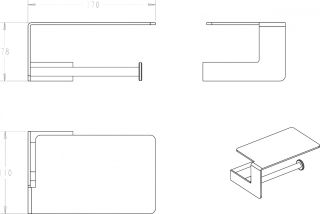 Держатель для туалетной бумаги Boheme Q с полкой чёрный/золото 10941-G-B